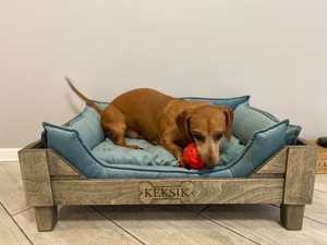 Cadre de lit pour chien en coton surélevé moderne de luxe du milieu du siècle cadre de lit pour chien en bois surélevé mignon meubles de lit pour animaux de compagnie OEM ODM personnalisable pour l'usine FSC - Product Image 2