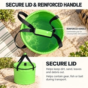 Seau pliable portable de 20 L, imperméable, rond, pour l'escalade, la natation, le camping, le lavage de voiture - Product Image 3