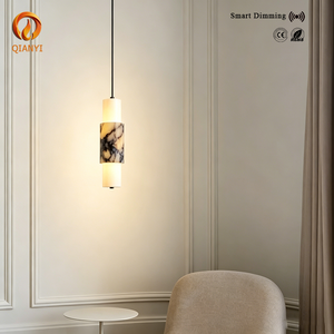 Lustre moderne en marbre, suspension LED de luxe à intensité variable, lampe suspendue cylindrique <span class=keywords><strong>pour</strong></span> salon, salle à manger, hall d'entrée, hôtel - Product Image 2