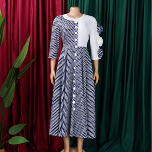 Abito Africano da Donna Elegante <span class=keywords><strong>con</strong></span> Stampa e Maniche <span class=keywords><strong>a</strong></span> <span class=keywords><strong>Tre</strong></span> <span class=keywords><strong>Quarti</strong></span>, Nuova Moda Transfrontaliera - Product Image 6
