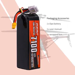 SUNPADOW 6S แบตเตอรี่ Lipo 7100mAh 22.2V 70C 6S แบตเตอรี่ลิเธียมสําหรับ Drone เครื่องบิน Quadcopter เฮลิคอปเตอร์แพ็คนุ่ม