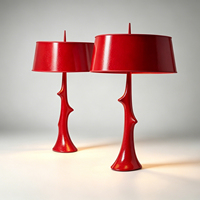 Lampe de table en résine abstraite rouge brillante, moderne, LED E26 AC, dimmable, CRI 95 élevé, lumière blanc chaud, abat-jour en papier, salon, chambre à coucher