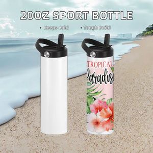 20oz Insulated Sport <b>Water</b> <b>Bottle</b> with for <b>Straw</b> Lid Sublimation Heat Press Dye for Camping - Product Image 2