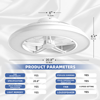 Ventilateur de plafond en métal de 20 pouces avec lumière, haut-parleur intelligent RGB, commande vocale via application Wi-Fi, moteur DC pour studio, chambre à coucher, OEM personnalisé