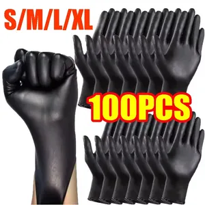 Gants jetables noirs en sachet, 10/20/50/100 pièces, outils de cuisine domestique, outils de cuisson, lavage de voiture, nettoyage domestique - Product Image 1