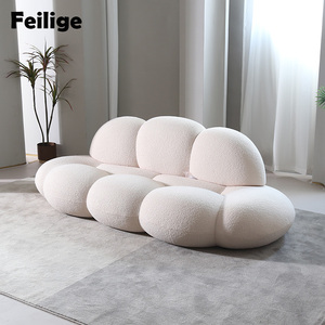 Divano moderno curvo per tre persone con Design nordico adatto per camera da letto, salone di bellezza dell'hotel, sala d'attesa - Product Image 2