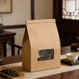 Customizable logo Size, Biodegradable Kraft Paper Food <b>Bags</b> with Transparent Window and Self-sealing Feature - Product Image 4