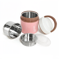 Boîte à lunch bento coréenne LEOZ en acier inoxydable avec couvercle en plastique micro-ondable à double niveau pour un transport facile des repas