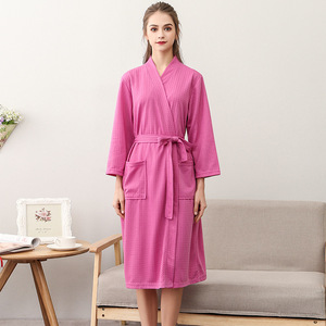 Unisex Heren Nachtkleding Badjas Voor Dames Hot Selling Wafle Robe Vrouw Spa Hotel Lichtgewicht Wafel Badjas - Product Image 5