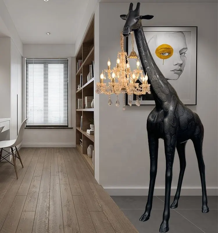 Escultura de jirafa para decoración del hogar, escultura de jirafa realista grande, estatua de Animal