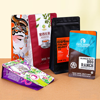 Sachet en aluminium à quatre soudures avec logo personnalisé, refermable par fermeture éclair, qualité alimentaire, pour café, thé, aliments pour animaux, emballage de snacks