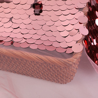 Tissu en dentelle à sequins ronds dorés de 18 mm, entièrement en polyester, broderie, maille à sequins, pour vêtements de mode