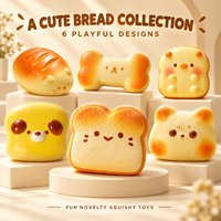 6 Styles de Jouets Squishy Mignons en Forme de Pain, en PU Souple à Remontée Lente, Animaux de Dessin Animé, Toast, Jouets Anti-Stress à Presser pour Enfants de 5 à 7 Ans, Vente en Gros