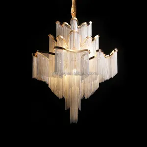 Catena nappa lampadario oro soggiorno Villa cristallo metallo cromato alluminio moderno LED 25 vetro Murano lampadario 270