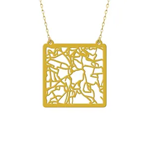 Collana di Jerusalem Map gioielli della città in acciaio inox 18k placcato oro 18k collana di mappe personalizzate Al-Aqsa moschea collana