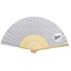 Duurzaam Natuurlijke Kleur Bamboe Hand Ventilator Goedkope Custom Logo Handheld Papier Fans