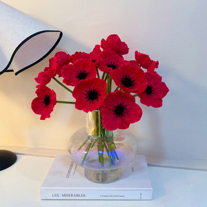 Fleurs de pavot artificielles en PU, rouges, 10 cm-30 cm de haut, simulation réaliste, décoration intérieure, accessoires de photographie - Product Image 1
