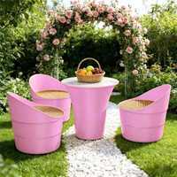 Ensemble de table et de chaises d'extérieur en plastique moderne, durable, léger, empilable, imperméable, facile à transporter pour hôtel, terrasse, restaurant de restauration rapide