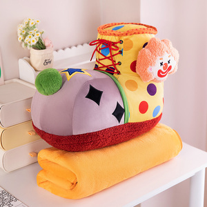 男女通用二合一小丑毛绒枕头和毯子套装搞笑柔软毛绒小丑鞋枕靠垫pp棉儿童礼品 - Product Image 5