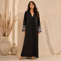 Nouvelle Abaya d'Usine OEM/ODM Dubaï, Kimono Islamique de Luxe pour l'Aïd, Robe Musulmane Femme, Abaya Somptueuse Florale Texturée en 3D et Pudique