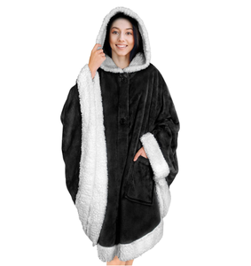 Couverture en peluche Sherpa avec capuche, portable et doux, en peluche, <span class=keywords><strong>polaire</strong></span> chaude, avec des poches - Product Image 4