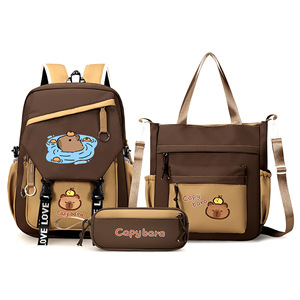 Nouvel ensemble de sacs à dos Capibara 3 pièces/ensemble, sac à dos pour enfants avec sac bandoulière, trousse à crayons, sac d'école pour enfants Capybaras - Product Image 5