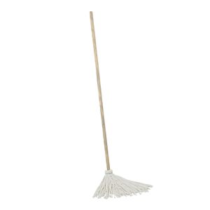 Boardwalk BWK112R 12 Oz. White Rayon Head 48 In. Oak Wood Handle Deck <b>Mops</b> 6-Pack - Product Image 1