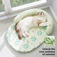 Tapis rafraîchissant pour animaux de compagnie imprimé dinosaure vert clair, avec support de cou incurvé, respirant, lavable, pour l'été