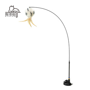 Creativo Ping Pong Self-Hi Elástico Pet Cat Suministros Alambre de acero Varilla larga Pluma Teaser Venta al por mayor Gato Movimiento interactivo Juguetes - Product Image 2