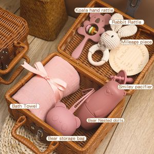 YT NEW Hot Style BPA Free Baby massaggiagengive Ring, panno <span class=keywords><strong>di</strong></span> mussola e Set <span class=keywords><strong>di</strong></span> ciuccio per bambini anello per massaggiagengive in legno organico sensoriale - Product Image 2