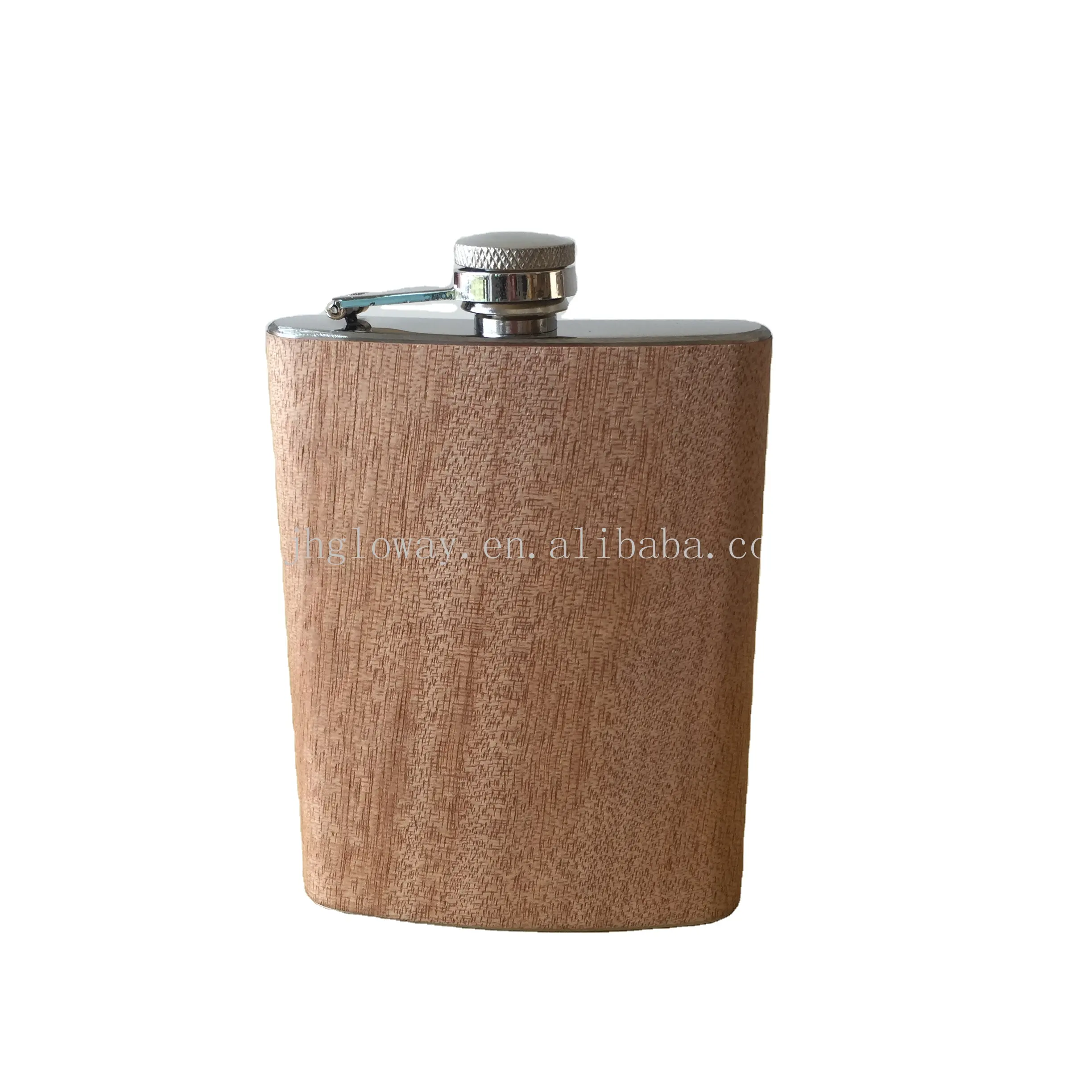 good quality 6oz 8oz wood leather portable stainless steel leather hip flask flagon whiskey