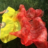 Culte Danse Cravate Teinture Soie Ventilateur Voile Danse Du Ventre Long Pliant Soie Fans Scène Art Show