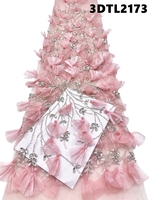 Dentelle brodée à la main, dentelle de mariage de Dubaï, dentelle de tulle française pour mariage arabe, dentelle florale 3D, robe de soirée du Moyen-Orient