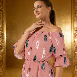 Oferta en Temu: Vestido Mini con Estampado de Hojas Verdes para Mujer, Vestido Casual Holgado y Fluido de Verano con Mangas con Volantes para la Playa - Product Image 2