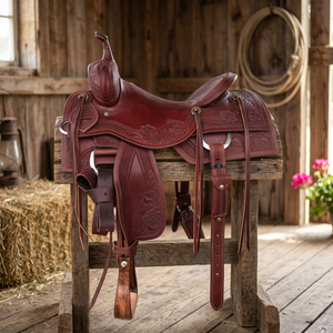 Sillín de Carreras Inglés BS International de Calidad Premium con Estructura de Madera, Cuero Genuino, Herrajes SUS304 y Mantas para Caballo Sostenibles - Product Image 1