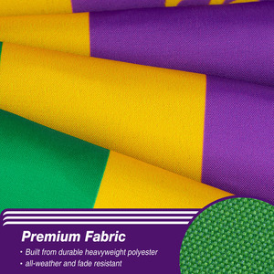 Mardi Gras Thème Drapeau Maison Mur Intérieur Extérieur Décor Articles De Fête avec Étoiles et Rayures et Éléments de La Nouvelle-Orléans - Product Image 3