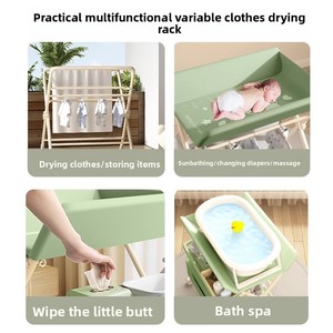 Multi-functional Foldable Baby Changing <b>Table</b> for Newborns with Adjustable Height, Massage Touch and Storage, Portable Nursery - Product Image 3