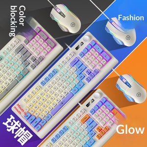 Set de Teclado y Ratón para Juegos Personalizado, Diseño Color Block, Cableado, Luminoso, Combo para Juegos de Computadora de Escritorio y Oficina - Product Image 2