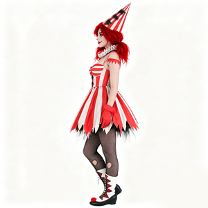 Robe de sorcière à carreaux pour Halloween, taille M-XL, imprimé TV & <span class=keywords><strong>film</strong></span>, en polyester, pour femme adulte, déguisement de fête, costumes de <span class=keywords><strong>cirque</strong></span> - Product Image 3