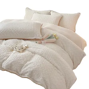 Hochwertiges 100 % Polyester weißes Bettwäsche-Set individuelles Großhandel modernes Bettwäsche mit Rüschen bedruckte Bettwäsche