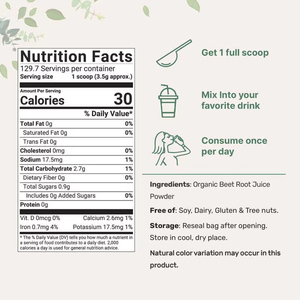 OEM 유기농 비트 뿌리 가루 고농축 생 비트 보충제 비유전자변형 비건 식물성 비트 뿌리 가루 - Product Image 4