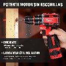 Trapano a percussione 16.8V 1.5Ah Brushless Rosso Nero a velocità variabile, utensile professionale per la lavorazione del legno - Product Image 4