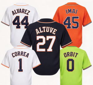 Camiseta de Béisbol de los Astros de Houston ALVAREZ # 44 ALTUVE # 27 IMAI # 45 CORREA # 1 ORBIT # Camisetas Deportivas Cosidas para Hombre, Ropa para Fanáticos - Product Image 1