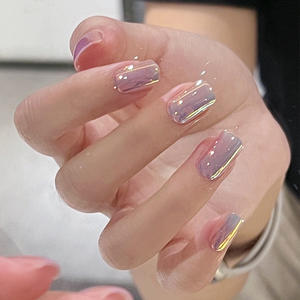 Handmade Wearable Nails Wholesale Short Style Ice Transparent Star Dia Chain Finished Product Brightening Glitter Nail Stickers - Product Image 6