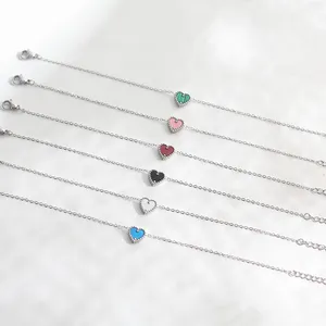 High quality silver plated stainless steel heart bracelet jewelry double sided love heart pendant bracelet for women