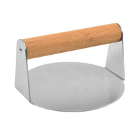 Presse à hamburger de luxe en acier inoxydable manche rond en bois grils faciles à nettoyer ensemble d'outils de plaque chauffante extérieure accessoires de barbecue