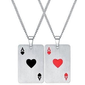 Collar con colgante de as de corazones y picos de acero inoxidable para hombre, joyería de regalo - Product Image 1