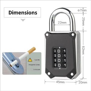 Cadenas de vestiaire de gym <span class=keywords><strong>à</strong></span> combinaison mécanique <span class=keywords><strong>à</strong></span> 4 chiffres, en alliage de zinc robuste, réinitialisable, anti-coupure - Product Image 4