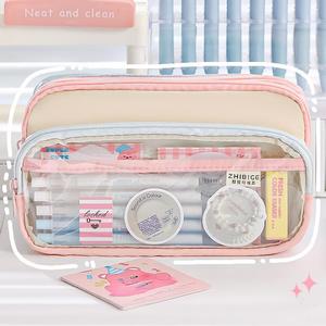 Couleur correspondant porte-crayon Transparent grande capacité papeterie sac créatif multi-fonctionnel stylo sac - Product Image 3