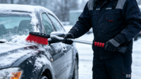 Grattoirs à glace pour pare-brise de voiture et brosse à neige extensible avec poignée en mousse et rotation à 360° °   Tête de brosse pivotante pour voiture, camion et SUV